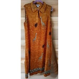 Dee Dee's Dress Size 2X Maxi Giraffe Print 100% Rayon Sleeveless